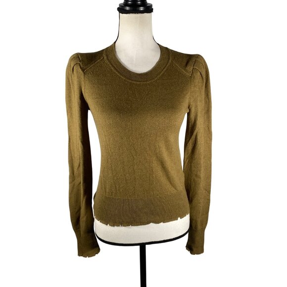 Isabel Marant Étoile Klea Sweater S Olive Wool blend pleated padded shoulder - Picture 3 of 15